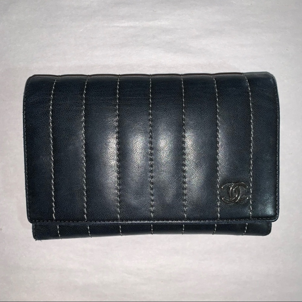 CHANEL chanel quilted kidskin flap front WALLET